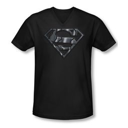 Superman Shirt Slim Fit V-Neck Mech Shield Black T-Shirt Superman Shirt Slim Fit V-Neck Mech Shield Black T-Shirt