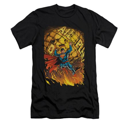 Superman Shirt Slim Fit V-Neck Planet Lift Black T-Shirt