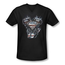 Superman Shirt Slim Fit V-Neck V Twin Logo Black T-Shirt Superman Shirt Slim Fit V-Neck V Twin Logo Black T-Shirt