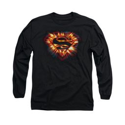 Superman Shirt Space Burst Shield Long Sleeve Black Tee T-Shirt Superman Shirt Space Burst Shield Long Sleeve Black Tee T-Shirt