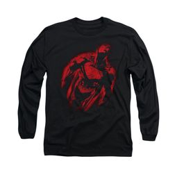 Superman Shirt Sprayed Red Long Sleeve Black Tee T-Shirt