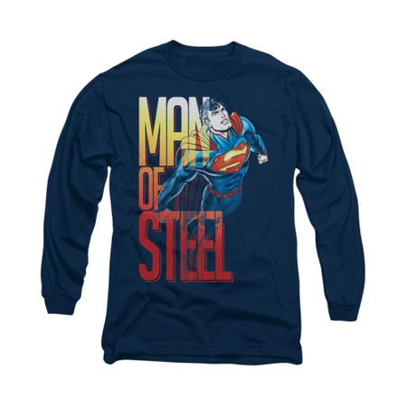 Superman Shirt Steel Flight Long Sleeve Navy Tee T-Shirt