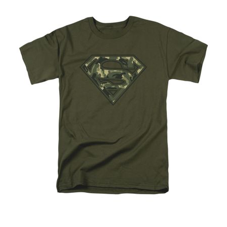 Superman Shirt Super Camo Shield Olive T-Shirt