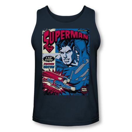 Superman Shirt Tank Top Action Packed Navy Tanktop