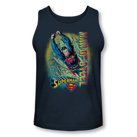 Superman Shirt Tank Top Break Through Navy Tanktop