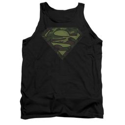 Superman Shirt Tank Top Camo Logo Distressed Black Tanktop