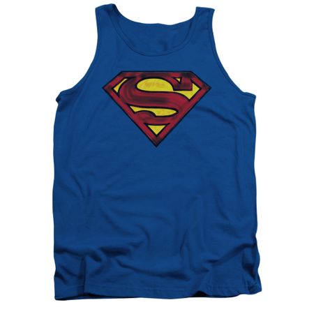 Superman Shirt Tank Top Charcoal Shield Royal Blue Tanktop