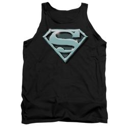 Superman Shirt Tank Top Chrome Shield Black Tanktop
