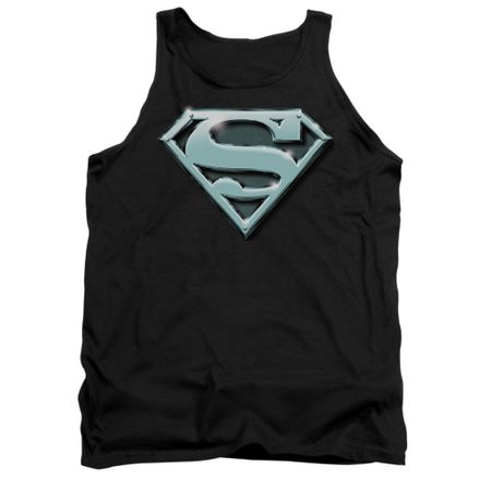 Superman Shirt Tank Top Chrome Shield Black Tanktop