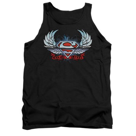 Superman Shirt Tank Top Chrome Wings Black Tanktop