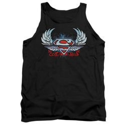 Superman Shirt Tank Top Chrome Wings Black Tanktop