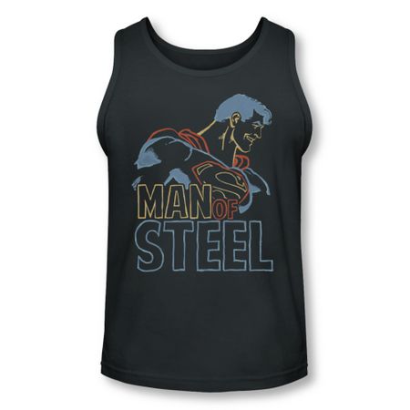 Superman Shirt Tank Top Colored Lines Charcoal Tanktop