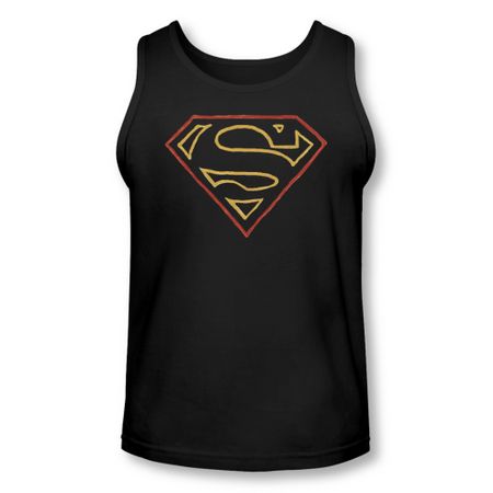 Superman Shirt Tank Top Colored Shield Black Tanktop