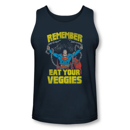 Superman Shirt Tank Top Eat Veggies Navy Tanktop