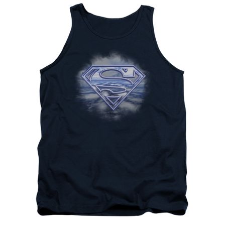 Superman Shirt Tank Top Flying Shield Navy Tanktop