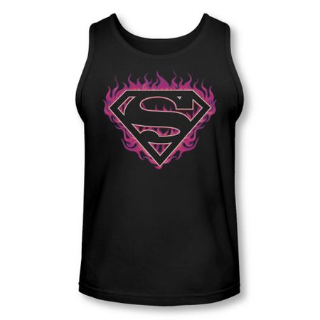 Superman Shirt Tank Top Fuchia Flames Black Tanktop