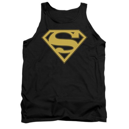 Superman Shirt Tank Top Gold Shield Black Tanktop