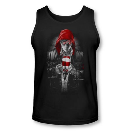 Superman Shirt Tank Top Hooded Black Tanktop
