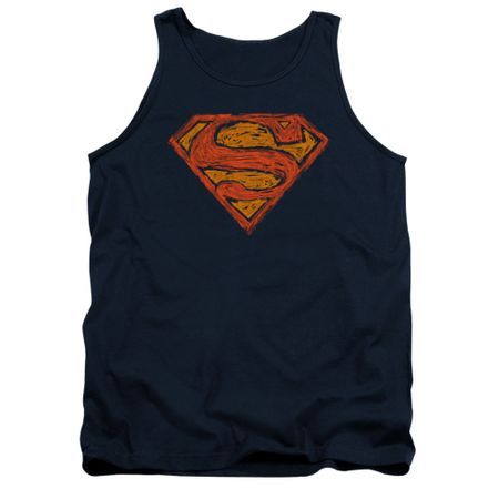 Superman Shirt Tank Top Messy Shield Navy Tanktop