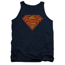 Superman Shirt Tank Top Messy Shield Navy Tanktop