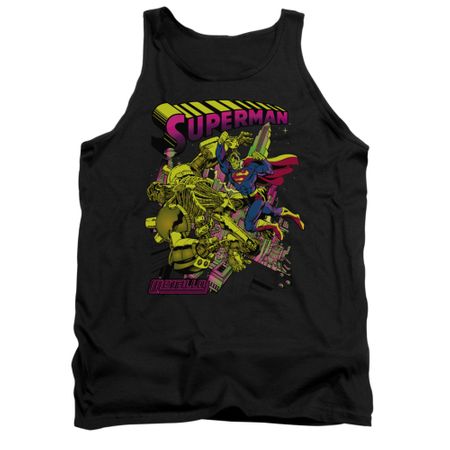 Superman Shirt Tank Top Metallo Black Tanktop
