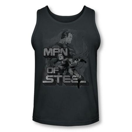 Superman Shirt Tank Top Poses Charcoal Tanktop