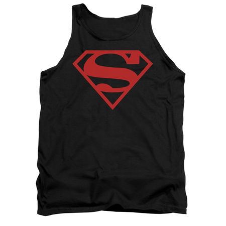 Superman Shirt Tank Top Red Shield Black Tanktop