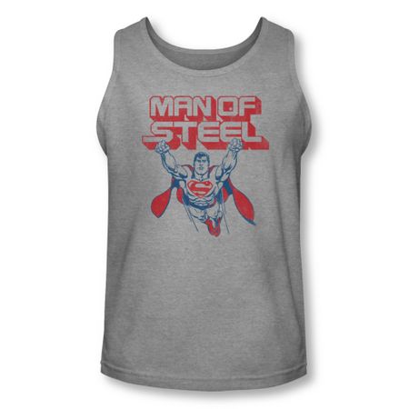 Superman Shirt Tank Top Retro Steel Athletic Heather Tanktop