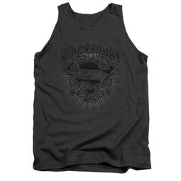 Superman Shirt Tank Top Scrolling Shield Charcoal Tanktop