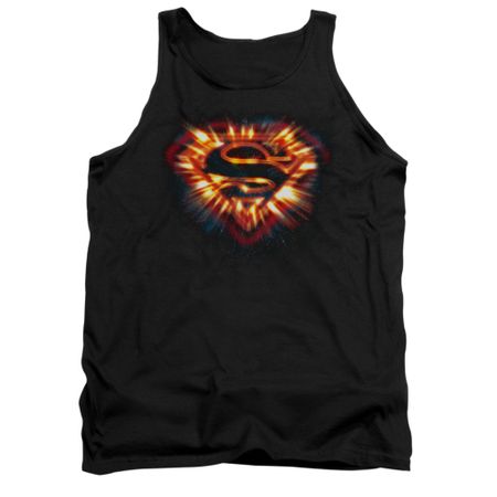 Superman Shirt Tank Top Space Burst Shield Black Tanktop
