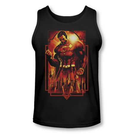 Superman Shirt Tank Top Standing Over Black Tanktop