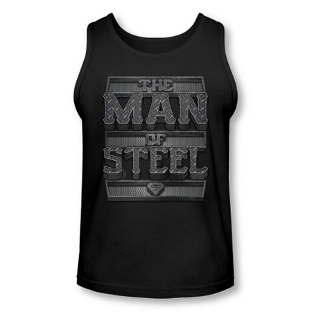 Superman Shirt Tank Top Steel Text Black Tanktop