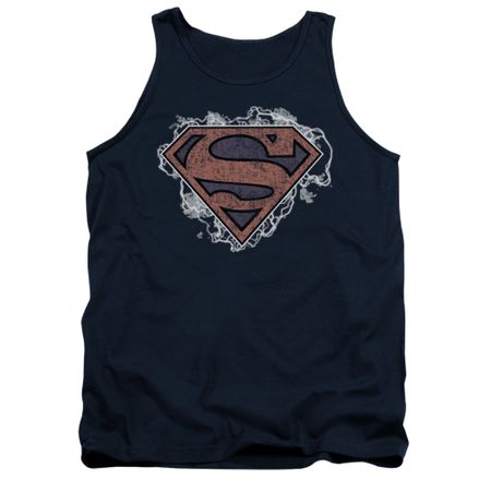 Superman Shirt Tank Top Storm Clouds Navy Tanktop