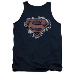 Superman Shirt Tank Top Storm Clouds Navy Tanktop