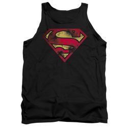 Superman Shirt Tank Top War Torn Shield Black Tanktop