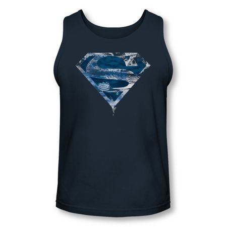 Superman Shirt Tank Top Water Shield Navy Tanktop