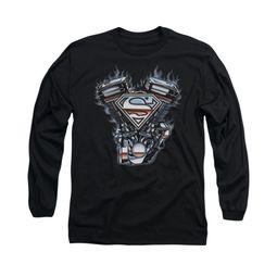 Superman Shirt V Twin Logo Long Sleeve Black Tee T-Shirt Superman Shirt V Twin Logo Long Sleeve Black Tee T-Shirt