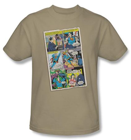 Superman Shirt  Vintage Comic Superhero DC Comics Adult Sand T-Shirt