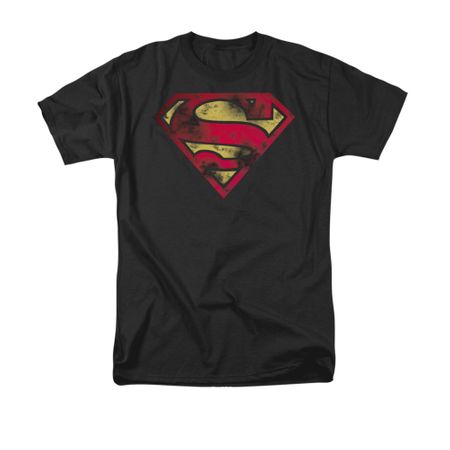 Superman Shirt War Torn Shield Black T-Shirt