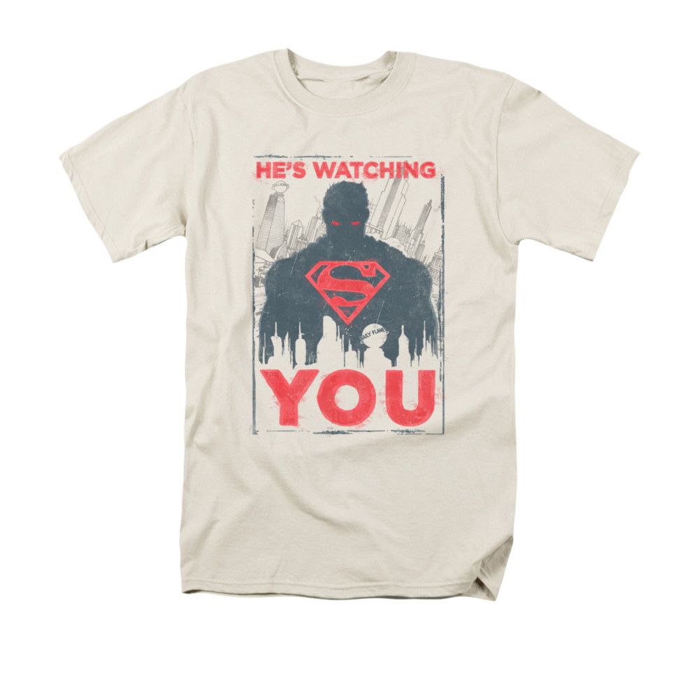 Superman Shirt Watching You Cream T-Shirt - Superman Watching You Shirts