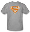 Superman T-shirt Burnt Orange And White Shield Adult Gray Tee Shirt