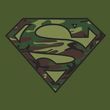 Superman T-shirt Camo Logo Shield Adult Army Green Superhero Tee Shirt