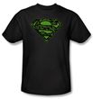 Superman T-shirt Circuits Shield Logo Adult Black Tee Shirt