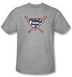 Superman T-shirt Crossed Baseball Bats Athletic Heather Tee Shirt