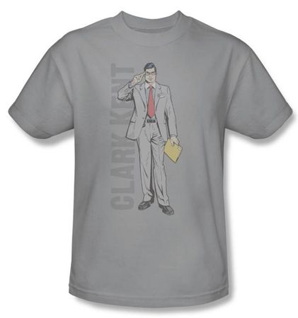 Superman T-shirt DC Comics Clark Kent Adult Silver Tee Shirt