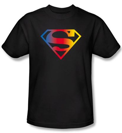 Superman T-shirt DC Comics Gradient Shield Logo Adult Black Tee Shirt