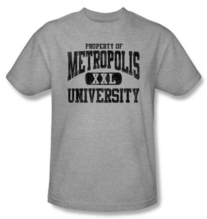 Superman T-shirt DC Comics Metropolis University Adult Grey Tee Shirt