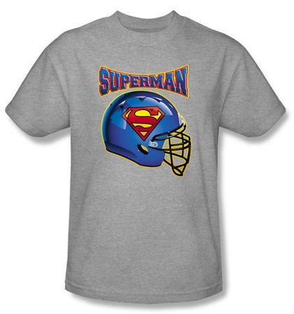 Superman T-shirt  Football Helmet Adult Gray Tee Shirt