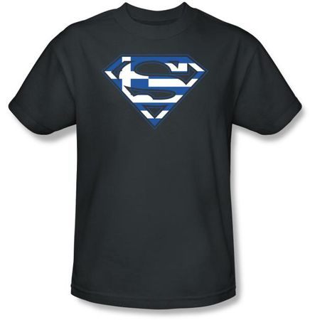 Superman T-shirt  Greek Shield Logo Adult Navy Blue Tee Shirt