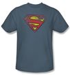 Superman T-shirt Inside Shield Adult Slate Blue Superhero Tee